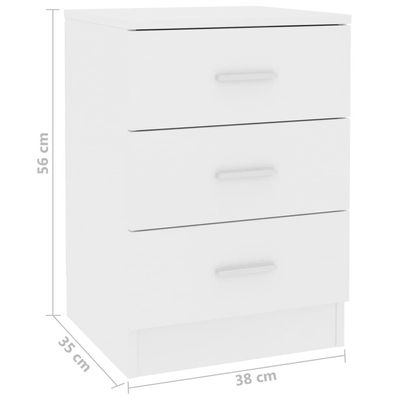 Bedside Cabinet White 38x35x56 cm Engineered Wood