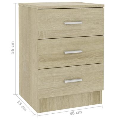 Bedside Cabinets 2 pcs Sonoma Oak 38x35x56 cm Engineered Wood