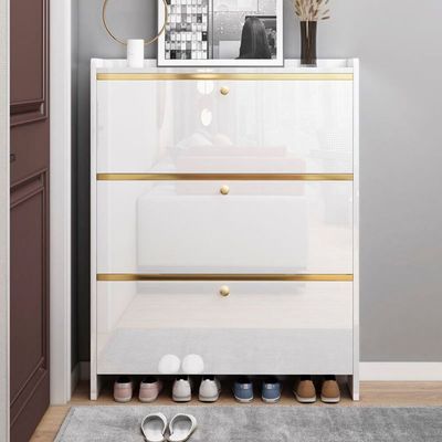 Shoe Cabinet Double Layer 100 cm + White