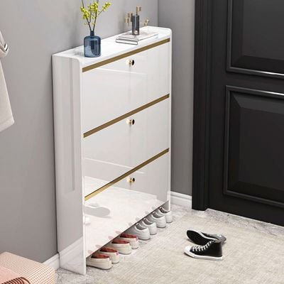 Shoe Cabinet Double Layer 100 cm + White