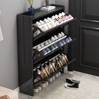 Shoe Cabinet Double Layer 100 cm - Black