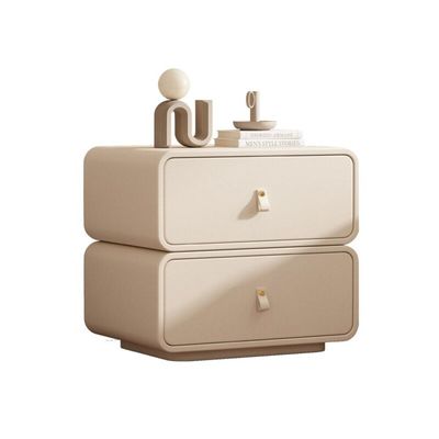 Leather Nightstand Bedside Table + Off White