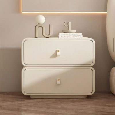 Leather Nightstand Bedside Table + Off White