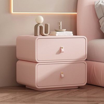  Leather Nightstand Bedside Table + Pink