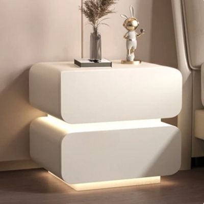 Bedside Table with Smart LED Light + White