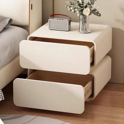 Bedside Table with Smart LED Light + White