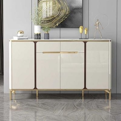 Luxurious Marble Top Sideboard Coffee Bar Buffet Cabinet - 161W*40D*95H cm