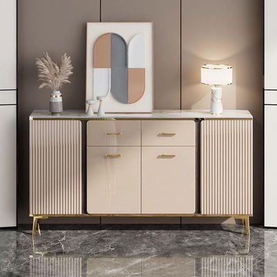 Sideboard Buffet Coffee Bar Cabinet in Marble Slate Top - 140W * 40D * 84H cm