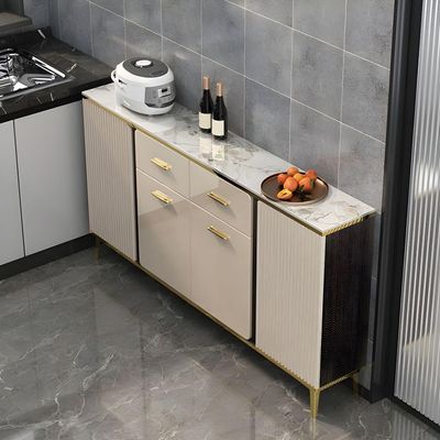 Sideboard Buffet Coffee Bar Cabinet in Marble Slate Top - 160W * 40D * 84H cm