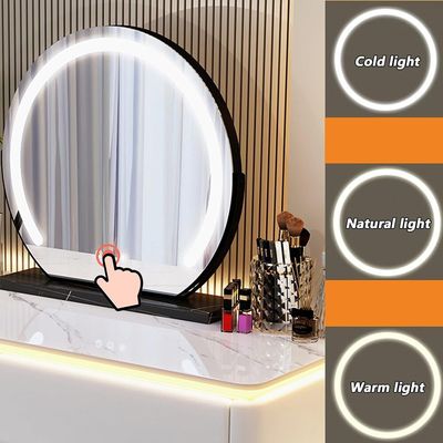 Luminous Dressing Table with Smart Mirror, Chest of Drawers and Chair  + White + 3 drawers