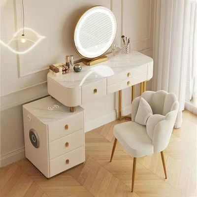 Smart Dressing Table with Chair and Lighted Mirror - Off White