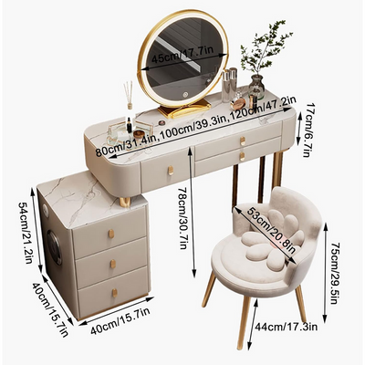 Smart Dressing Table with Chair and Lighted Mirror