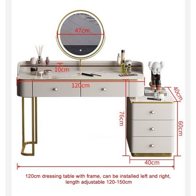 Dressing Table with Mirror and Chair - White