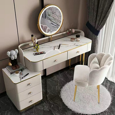 Dressing Table with Mirror and Chair - White