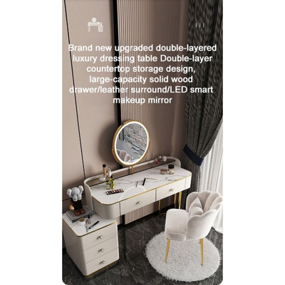 Dressing Table with Mirror and Chair - White