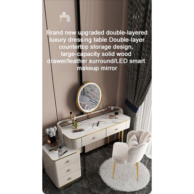Dressing Table with Mirror and Chair  - Gray