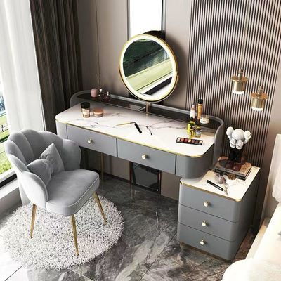 Dressing Table with Mirror and Chair  - Gray