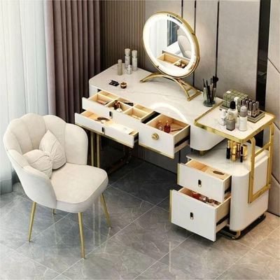 Dressing Table with Mirror and Chair - White