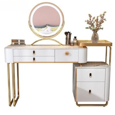 Dressing Table with Mirror and Chair - White