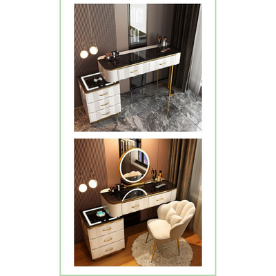 Smart Dressing Table with Mirror and Chair - White