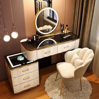 Smart Dressing Table with Mirror and Chair - White