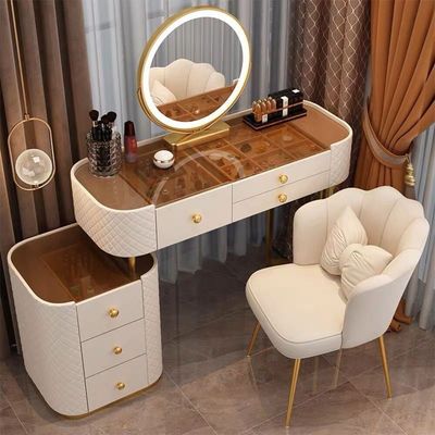 Dressing Table, Smart Mirror and Stools - White