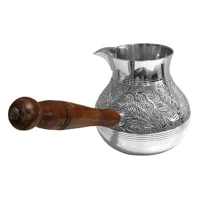 Turkish coffee pot/Cezve/briki/Brass jazva/coffee warmer/Ramadan gift (Silver, S-200ml)…