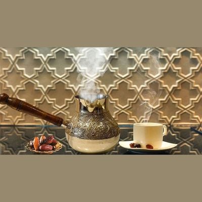 Turkish coffee pot/Cezve/briki/Brass jazva/coffee warmer/Ramadan gift (GOLD, M-350ml)…