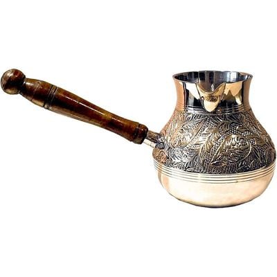 Turkish coffee pot/Cezve/briki/Brass jazva/coffee warmer/Ramadan gift (GOLD, M-350ml)…