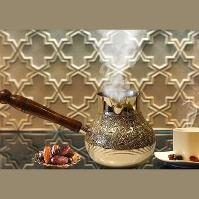Turkish coffee pot/Cezve/briki/Brass jazva/coffee warmer/Ramadan gift (Gold, L-500ml)…