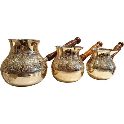 Turkish coffee pot/Cezve/briki/Brass jazva/coffee warmer/Ramadan gift (Gold, XL-750ml)…