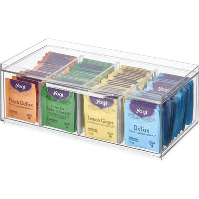 BPA-Free Plastic Stackable Tea Organizer Drawer with Lid