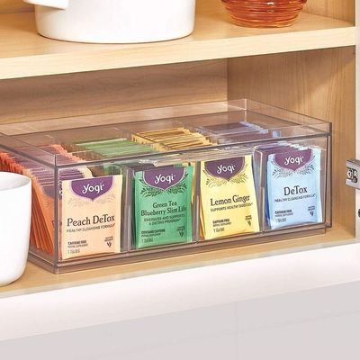 BPA-Free Plastic Stackable Tea Organizer Drawer with Lid