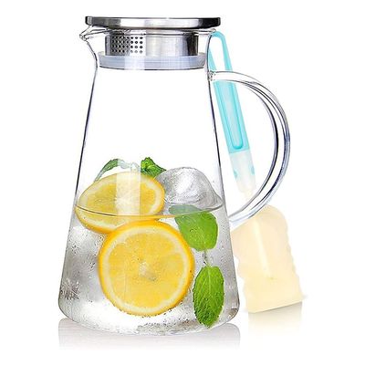 Water Pitcher 68 Oz,68 Oz Glass Pitcher with Lid,Glass Water Pitcher with Lid and Handle,Glass Juice Pitcher with Lid and Handle,68 Oz Glass Carafe