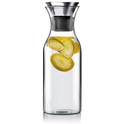 35 Oz Glass Drip-free Carafe with Stainless Steel Silicone Flip-top Lid - Glass Water Pitcher Fridge Carafe Ice Tea Maker