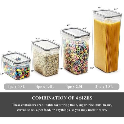 Airtight Food Storage Containers Set, 14pcs BPA Free Plastic Dry Food Containers with Lids for Kitchen Pantry Organization and Storage, Include 20 Labels & Pen, Black