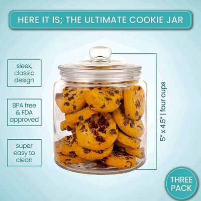 Glass Kitchen Jars, Food & Cookie Storage Containers for Pantry, Bathroom Apothecary Canisters, Airtight Lids, Dishwasher Safe, with Chalk and Labels, 1/2 Gallon, Set of 2 .