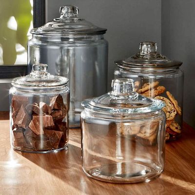 Glass Kitchen Jars, Food & Cookie Storage Containers for Pantry, Bathroom Apothecary Canisters, Airtight Lids, Dishwasher Safe, with Chalk and Labels, 1/2 Gallon, Set of 2 .