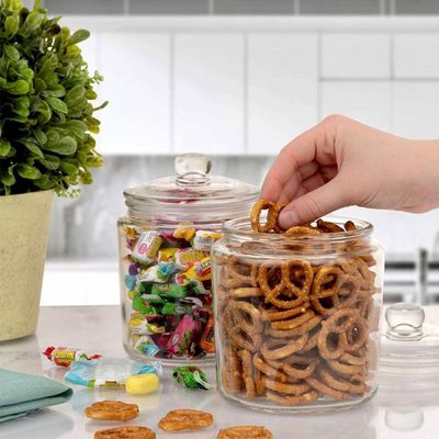 Glass Kitchen Jars, Food & Cookie Storage Containers for Pantry, Bathroom Apothecary Canisters, Airtight Lids, Dishwasher Safe, with Chalk and Labels, 1/2 Gallon, Set of 2 .