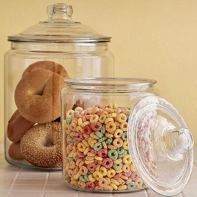 Glass Kitchen Jars, Food & Cookie Storage Containers for Pantry, Bathroom Apothecary Canisters, Airtight Lids, Dishwasher Safe, with Chalk and Labels, 1/2 Gallon, Set of 2 .