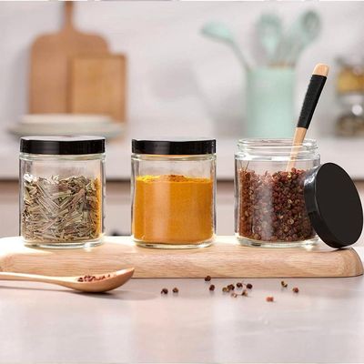 Thick Glass Jars with Lids, Clear - Pack of 12 (8Oz)