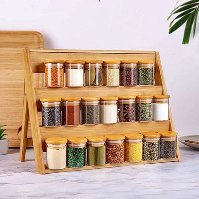 16 Pack Glass Jars with Lids, Airtight Bamboo Lids Spice Jars Set For Spice, Coffee, Beans, Candy, Nuts, Herbs, Dry Food Canisters (Extra Labels) - 6.5 oz Clear (16)