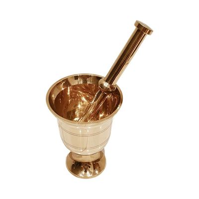 Large 13 cm-Capacity Mortar and Pestle Set - One Huge Mortar and Pestle: 13 cm and 17 cm pestle -Polished Heavy Brass Mortar for Enhanced Performance and Organic