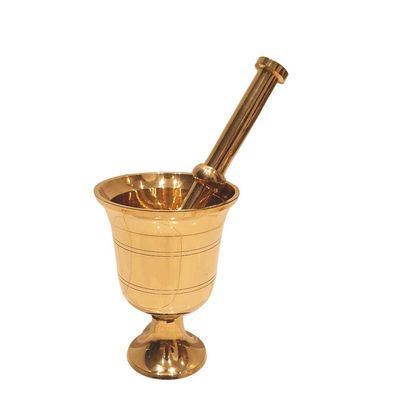 Large 13 cm-Capacity Mortar and Pestle Set - One Huge Mortar and Pestle: 13 cm and 17 cm pestle -Polished Heavy Brass Mortar for Enhanced Performance and Organic
