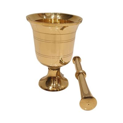 Large 13 cm-Capacity Mortar and Pestle Set - One Huge Mortar and Pestle: 13 cm and 17 cm pestle -Polished Heavy Brass Mortar for Enhanced Performance and Organic