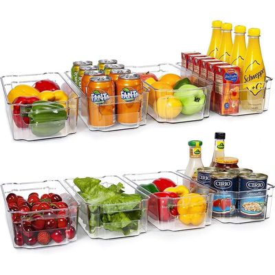 Quesera Refrigerator Organizer Bins - 8 Pieces, 12.5in Long, Clear