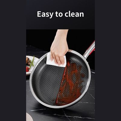 Quesera Stainless steel Non - stick , Honeycomb Frying Pan with Glass lid and Silicone spoon rest-28CM