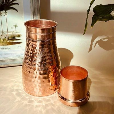 Built in Glass Copper Bottle with  2 glasses