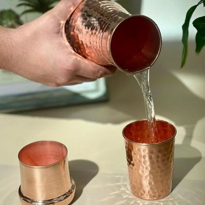 Built in Glass Copper Bottle with  2 glasses