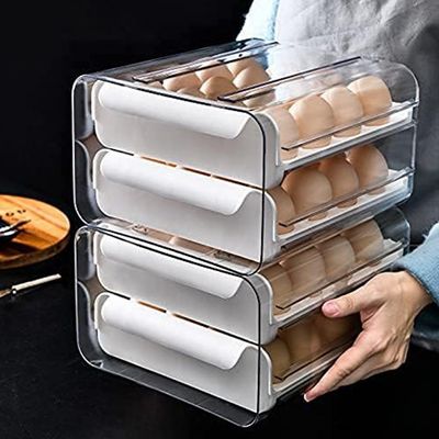  TWO LAYER EGG STORAGE BOX FOR NEAT AND TIDY REFRIGERATORS